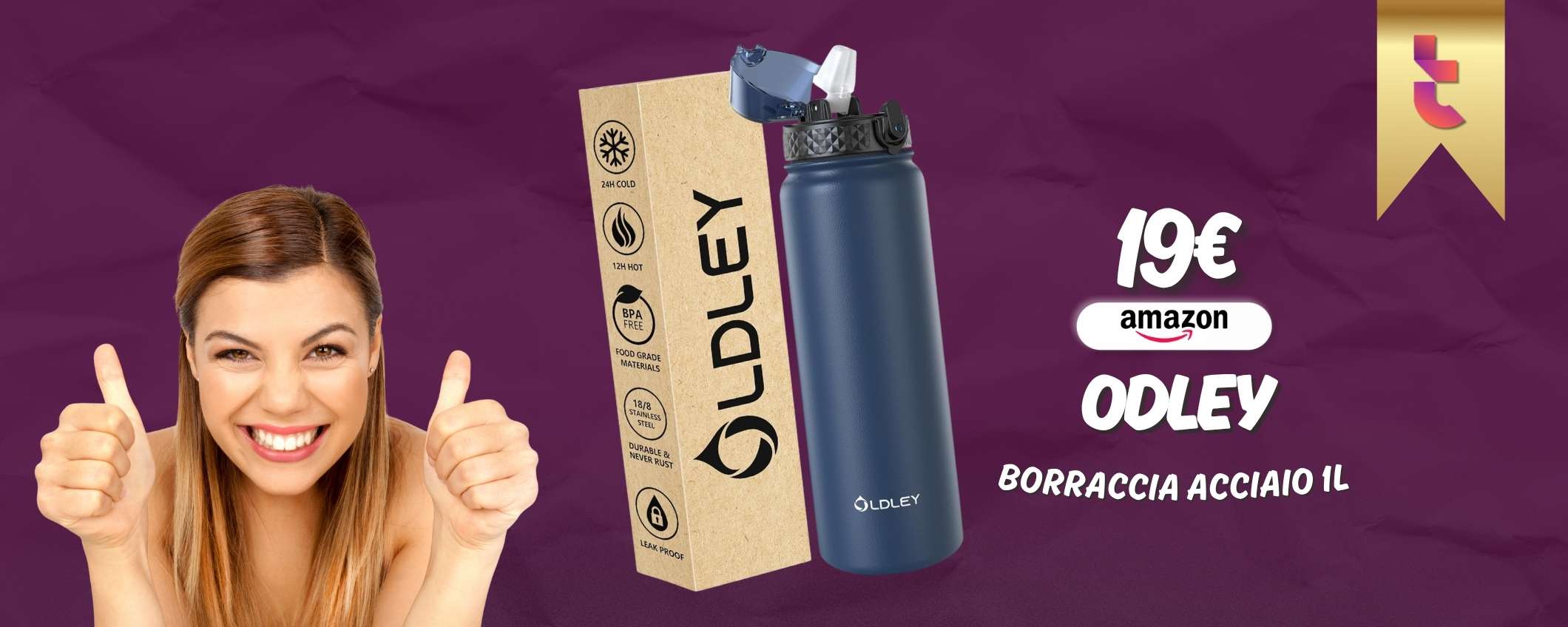 Borraccia 1L in ACCIAIO inox per bere freddo per 24 ore continue (19€)