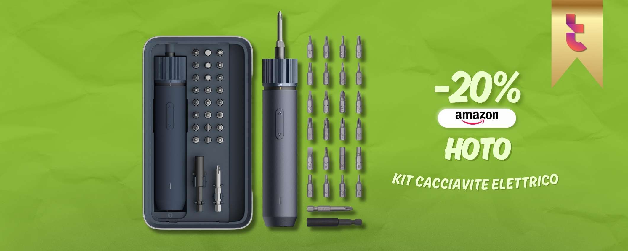 Set cacciaviti HOTO, base elettrica e 25 punte S2 a prezzo magico