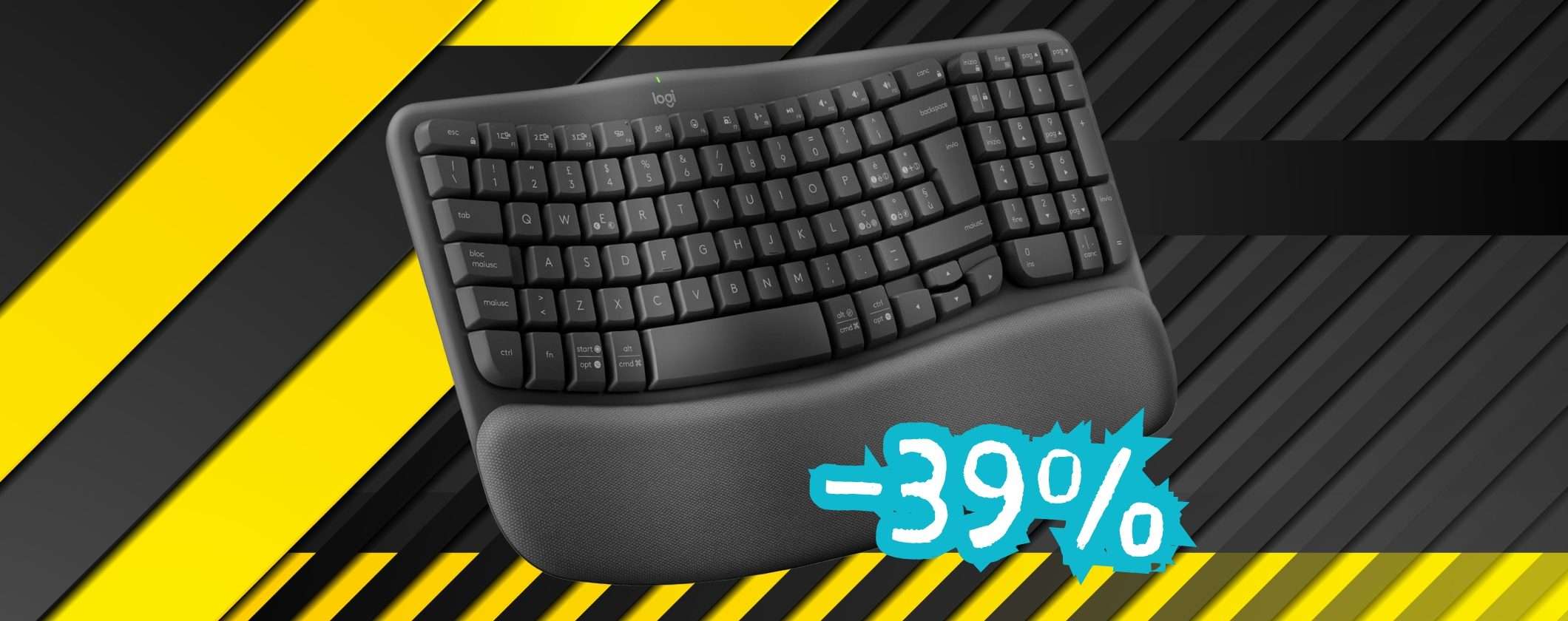 Digitazione veloce e comfort con la tastiera wireless Logitech Wave Keys (-39%)
