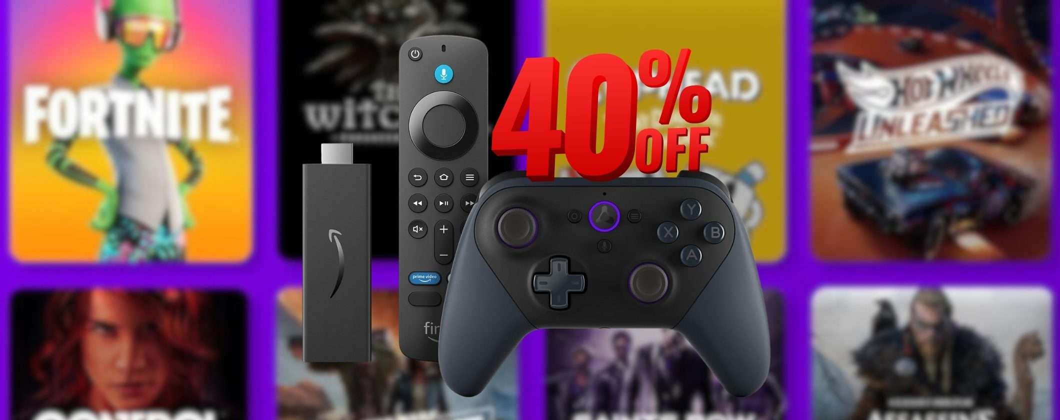 Fire TV Stick HD + controller Luna per film, serie e giochi in streaming (-40%) Fire TV Stick HD + controller Luna per film, serie e giochi in streaming (-40%)