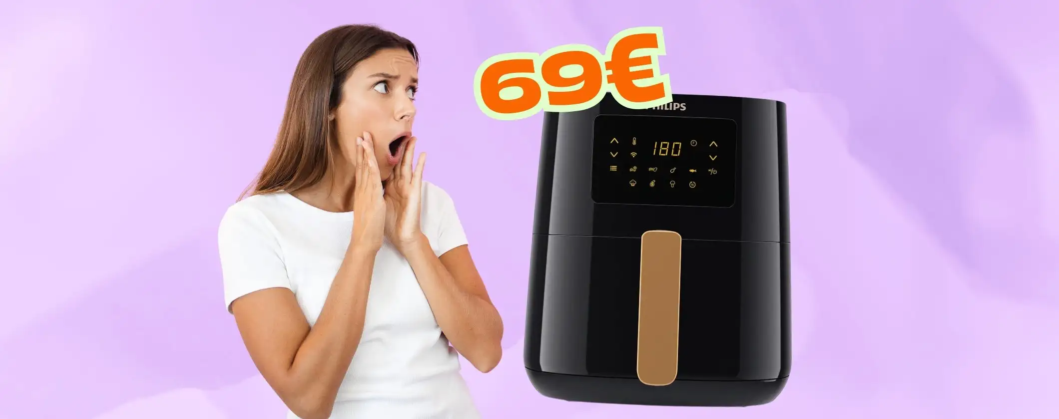Friggitrice ad aria Philips da 4,1L con 13 funzioni e -90% di grassi (-40%)