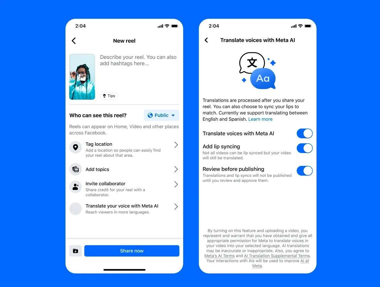 meta facebook traduzione vocale ai