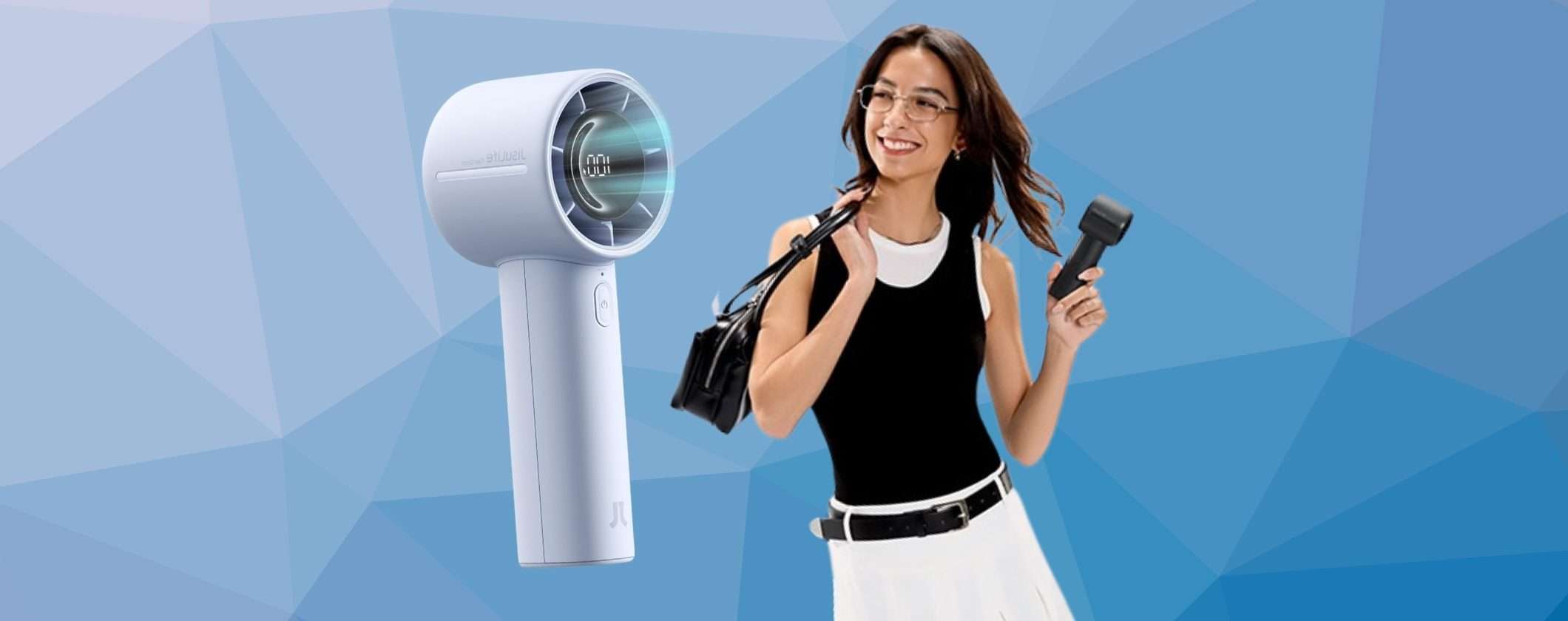 Mini ventilatore portatile con autonomia da 28 ore e 5 velocità
