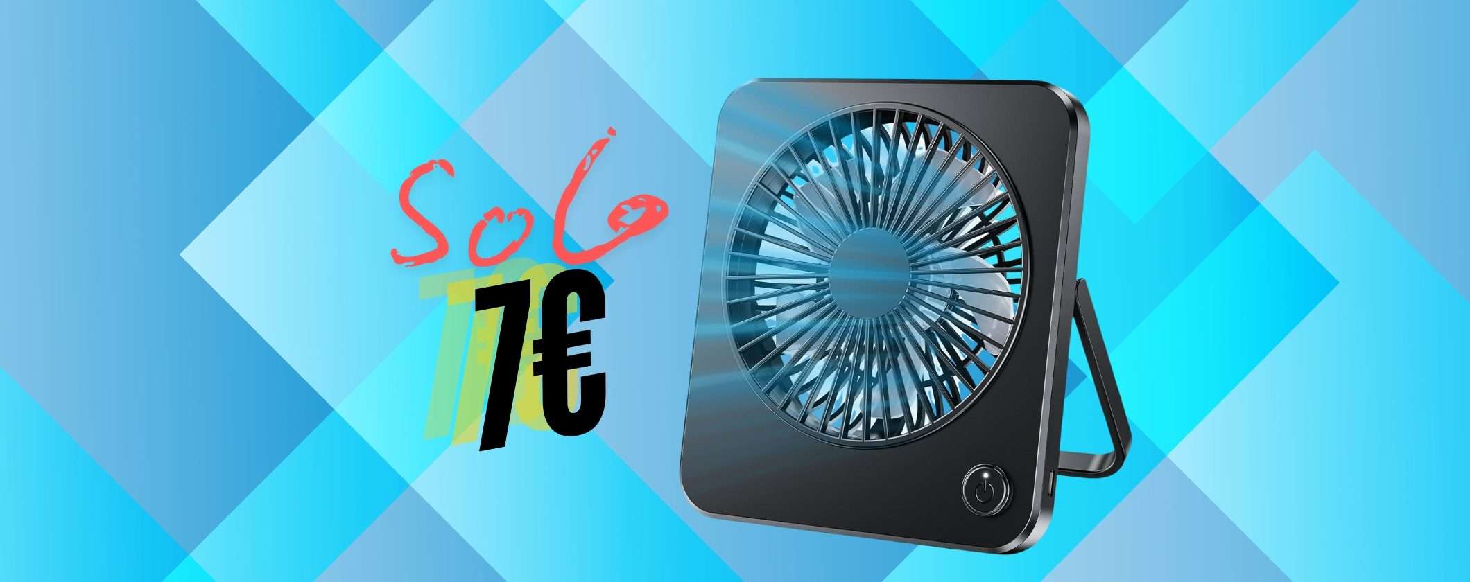 Mini ventilatore USB con 3 velocità a soli 7 euro su Amazon