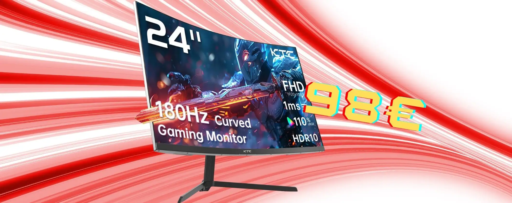 Monitor da Gaming curvo da 24 pollici a soli 98€ con il doppio sconto Amazon