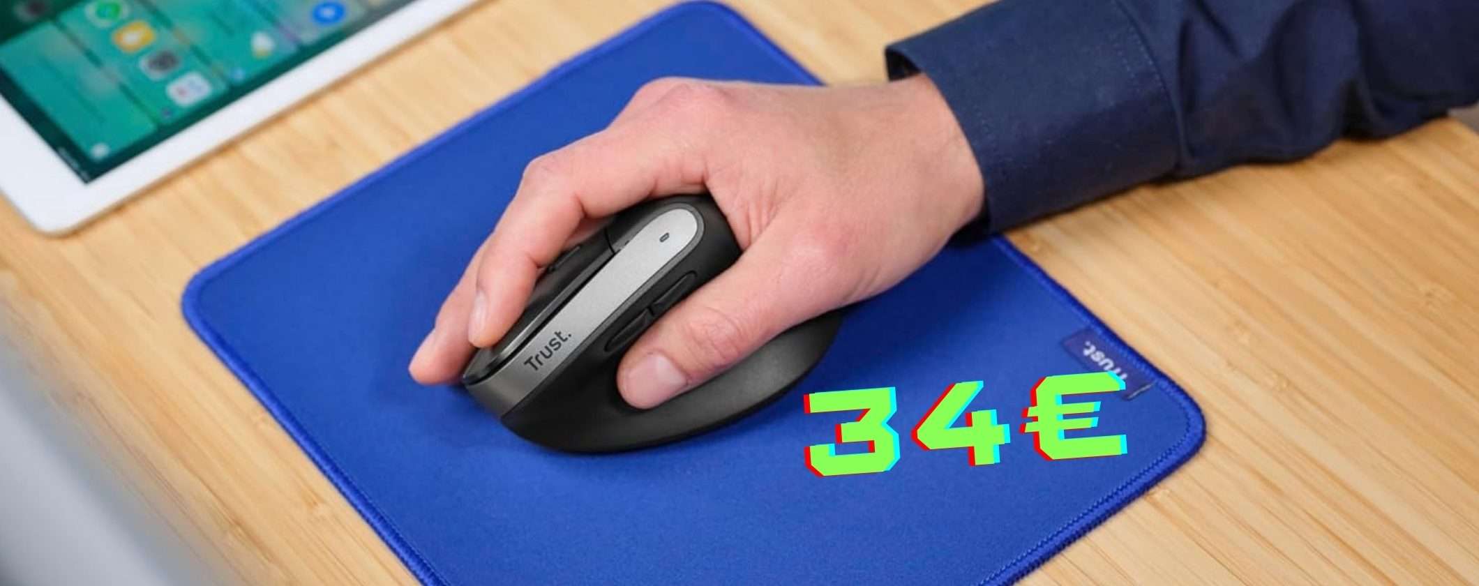 Mouse wireless verticale by Trust per fare meno fatica (quasi) al minimo storico