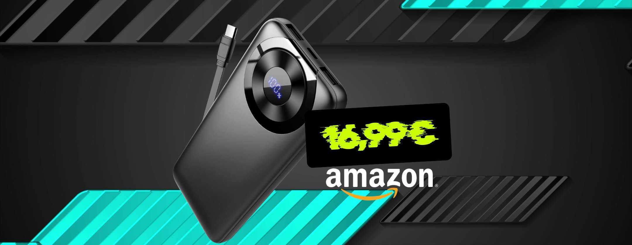 Budi PB808B Power Bank 10000mAh Con Cavo Retrattile: Ricarica Veloce PD 22.5W E Display LED - Perfetto Per Viaggi! - 4
