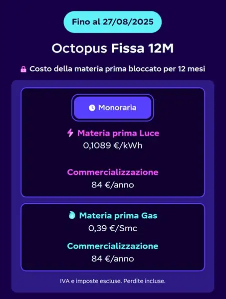 octopus fissa 12 mesi 27 agosto 2025