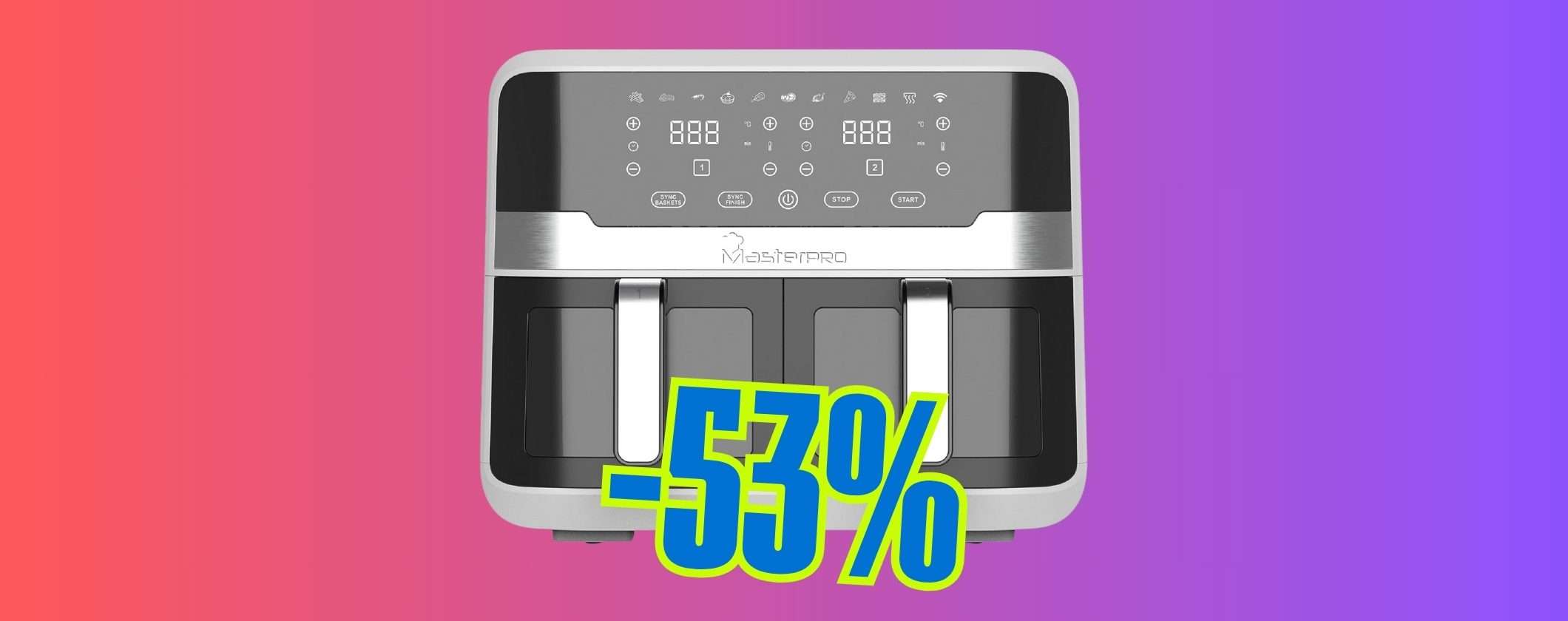 Piatti buoni e meno calorici con la friggitrice ad aria MasterPro Rocket Duo da 9L Piatti buoni e meno calorici con la friggitrice ad aria MasterPro Rocket Duo da 9L