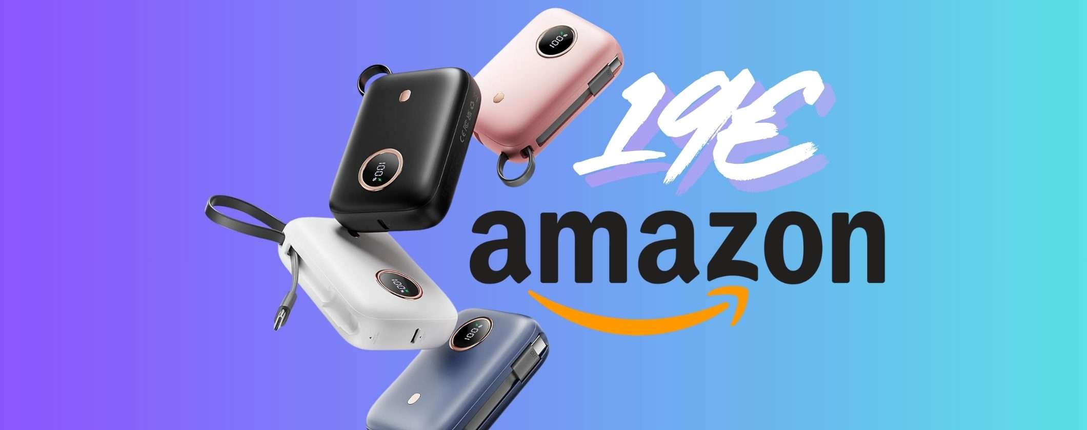 Power Bank da 10000mAh con ricarica rapida e cavo integrato tuo a 19€ Power Bank da 10000mAh con ricarica rapida e cavo integrato tuo a 19€