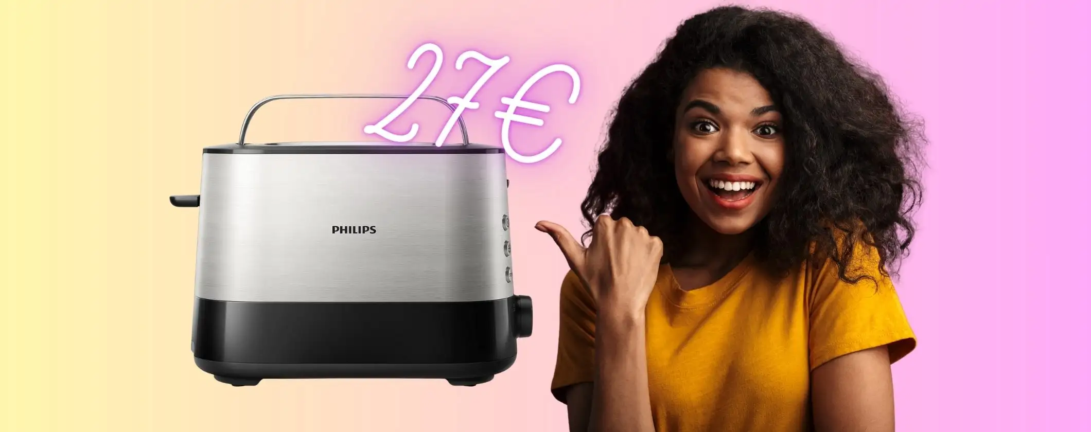 Tostapane Philips con doppia fessura e 7 impostazioni tuo a 27€ Tostapane Philips con doppia fessura e 7 impostazioni tuo a 27€