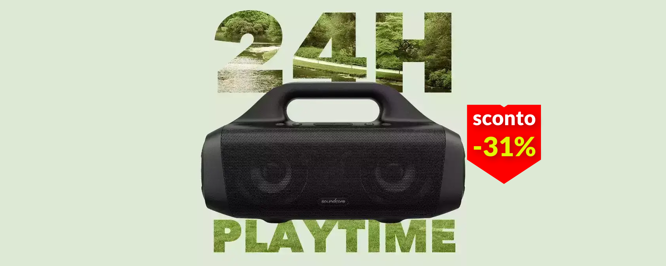 Altoparlante Bluetooth con bassi da urlo: dura 24h ed è impermeabile (61€)