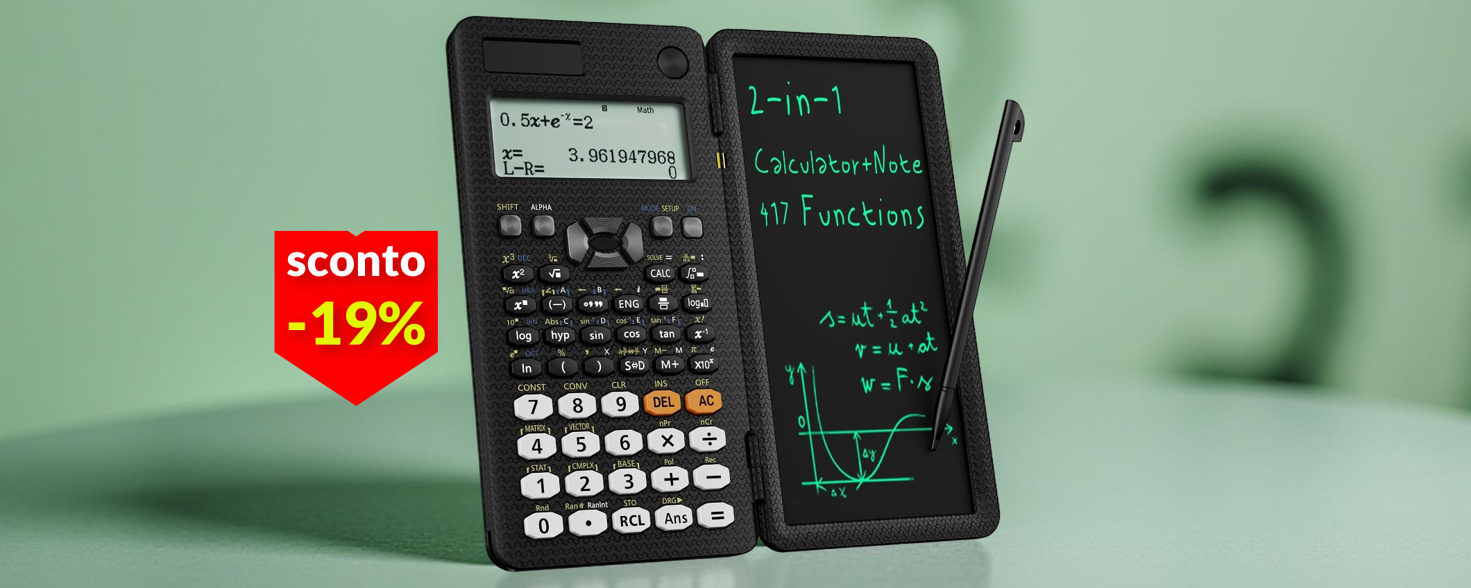 Calcolatrice scientifica con blocco note digitale: genialata per studenti a 26€