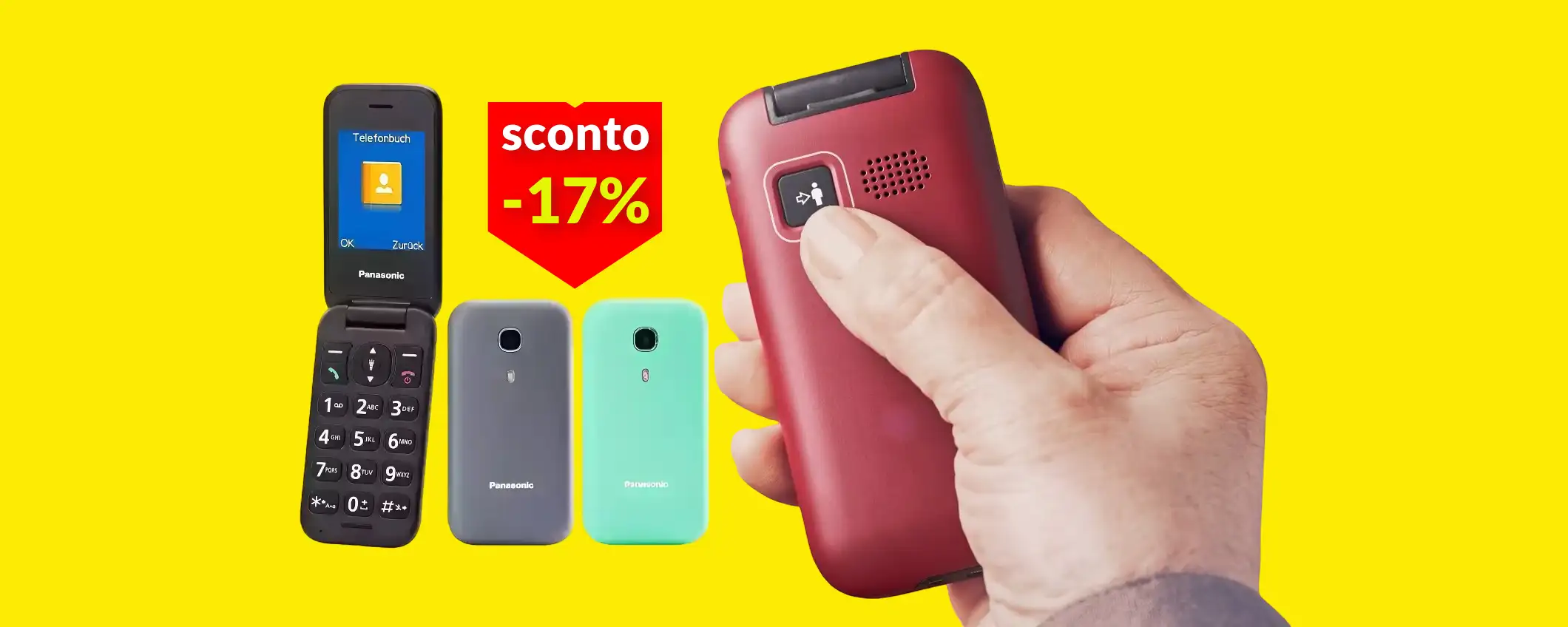 Cellulare Panasonic in sconto a 49€ con pulsante di emergenza: poche unità Cellulare Panasonic in sconto a 49€ con pulsante di emergenza: poche unità