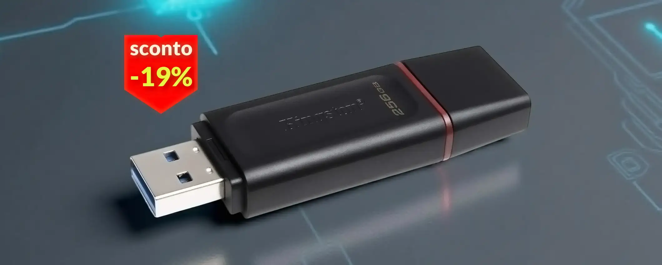 Chiavetta USB Kingston 256GB: migliaia di file da portare con te ovunque (17€)