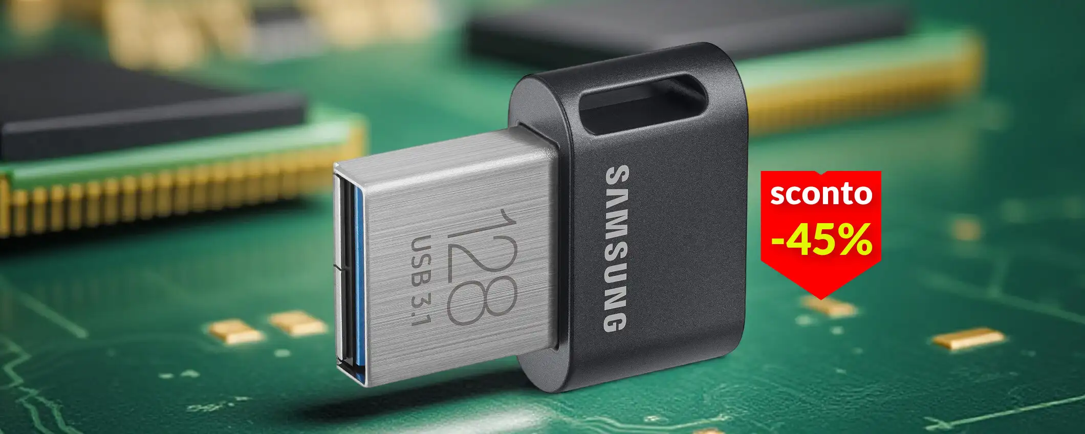 45% di sconto per la chiavetta USB 128GB ultra compatta di Samsung (21€)