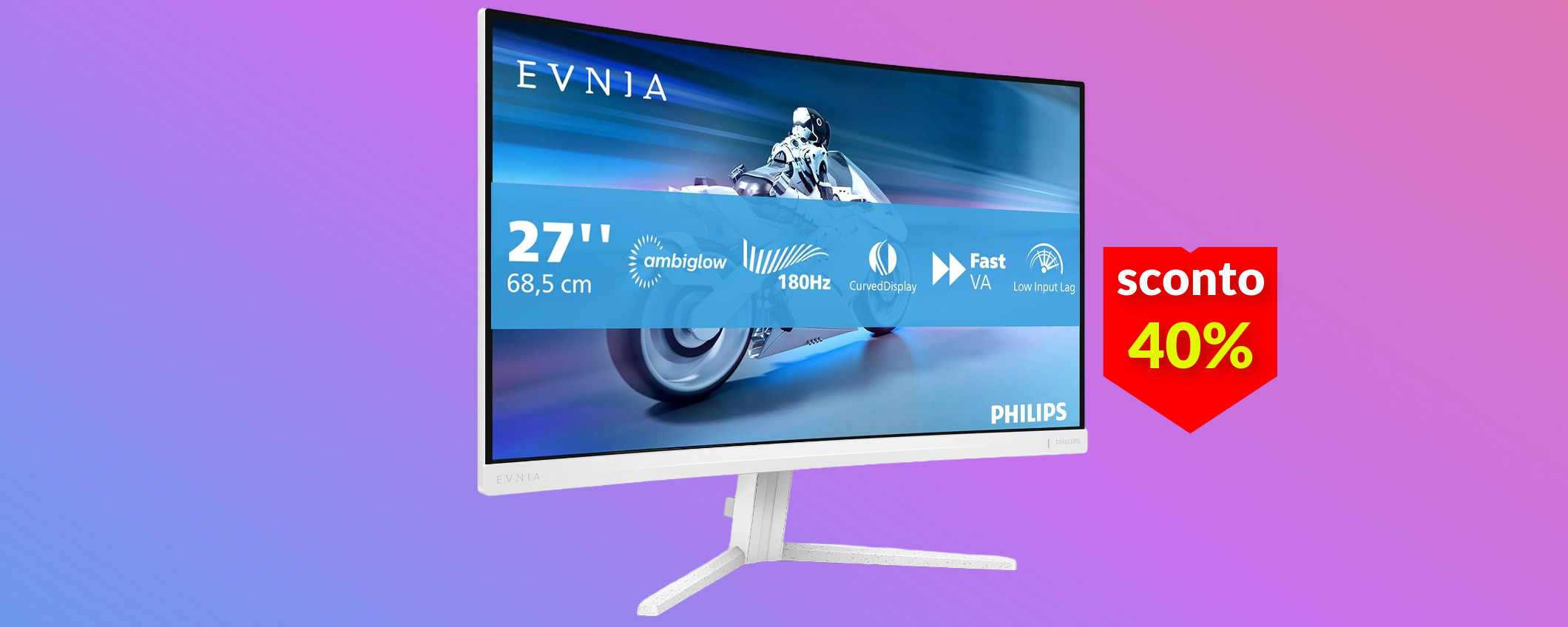 Questo monitor curvo FullHD Philips a poco più di 100€ ti farà brillare gli occhi