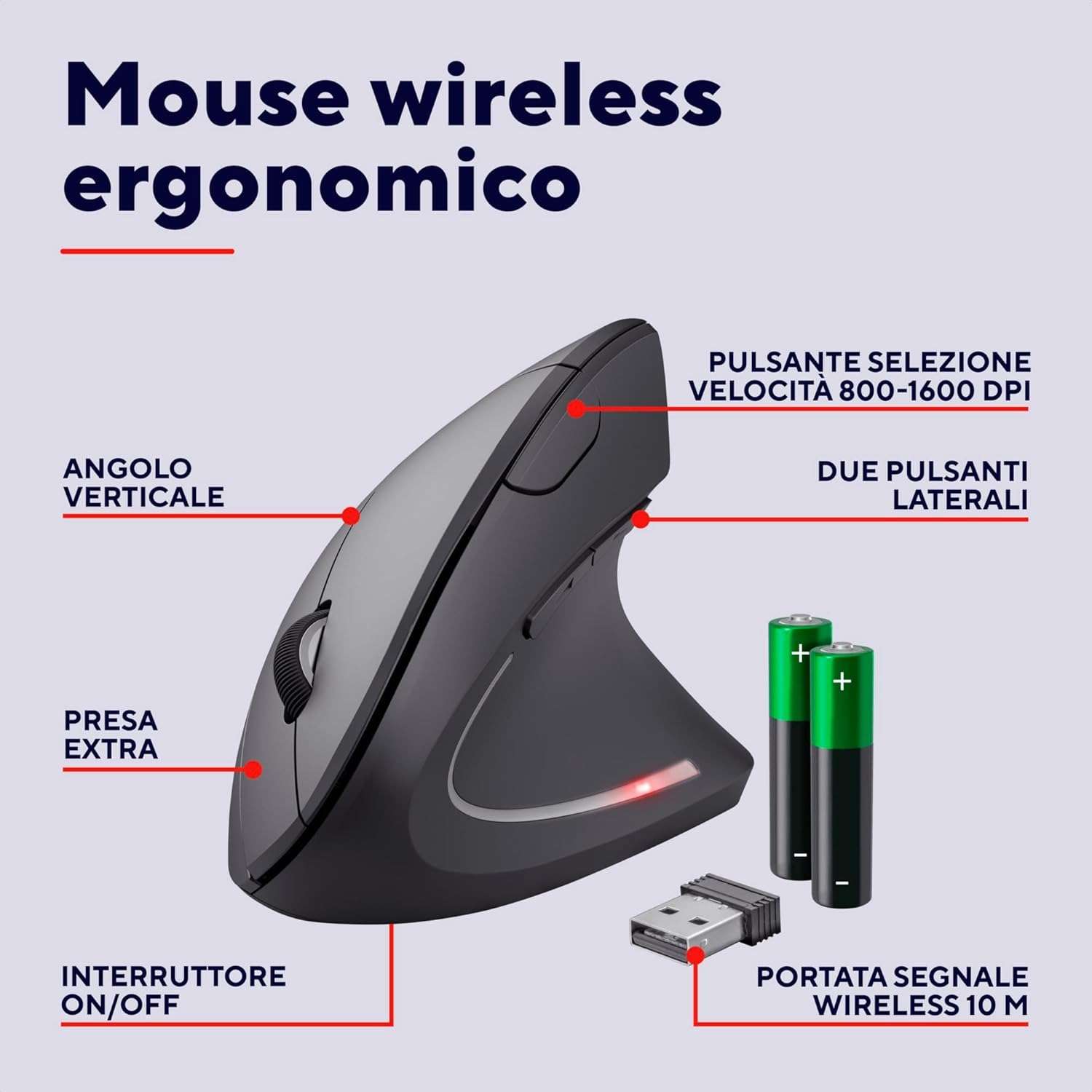 Mouse wireless verticale Trust Verto amazon