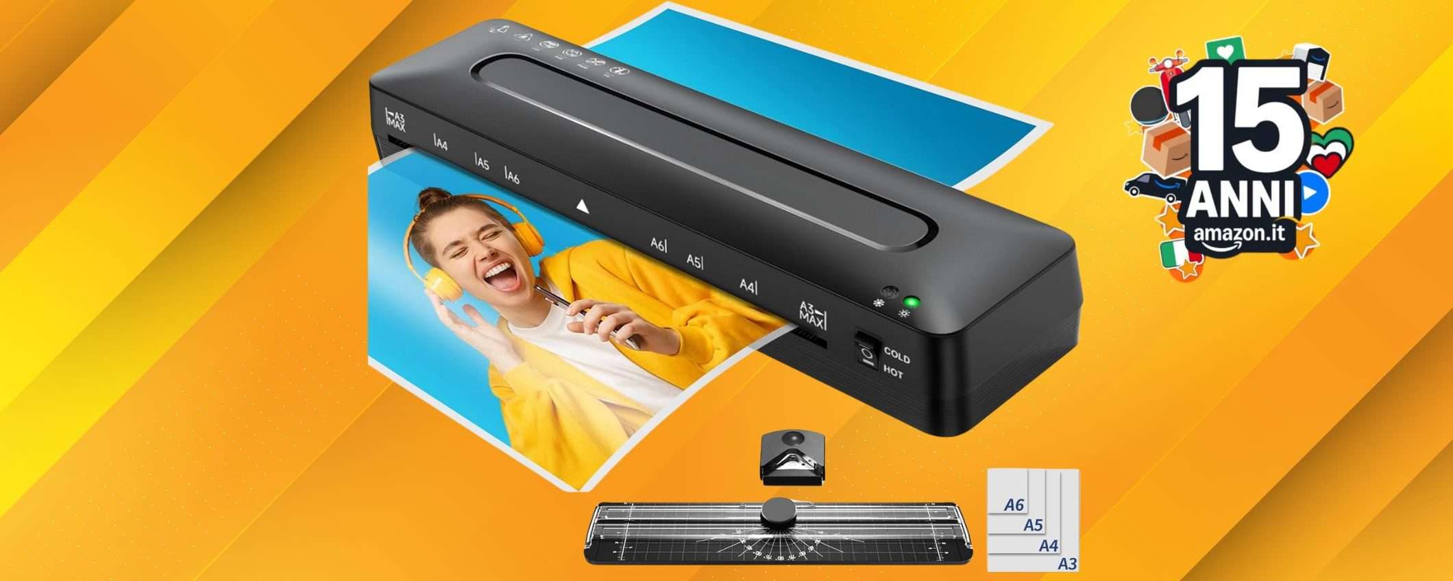 Plastificatrice 5-in-1 in doppio sconto Amazon con coupon Plastificatrice 5-in-1 in doppio sconto Amazon con coupon