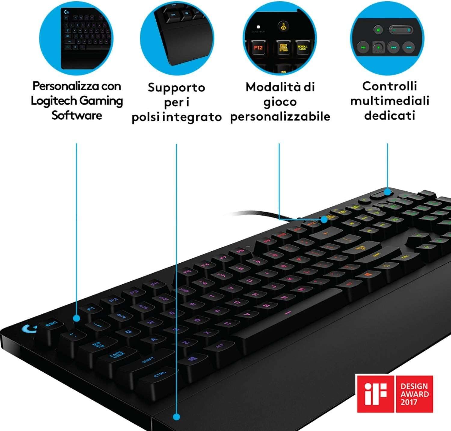 Tastiera gaming Logitech G213 Prodigy amazon