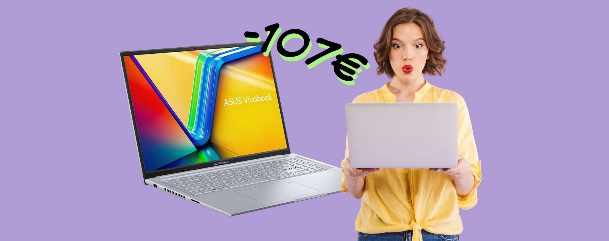 ASUS Vivobook 16X con Intel Core i5 e NVIDIA GeForce RTX 2050 a 107€ in meno