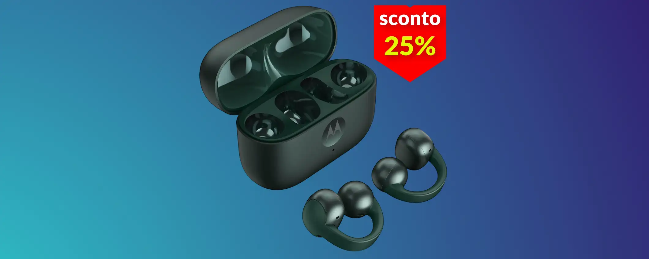 Potenza e stile con gli auricolari Moto Buds Loop, ora in sconto del 25%