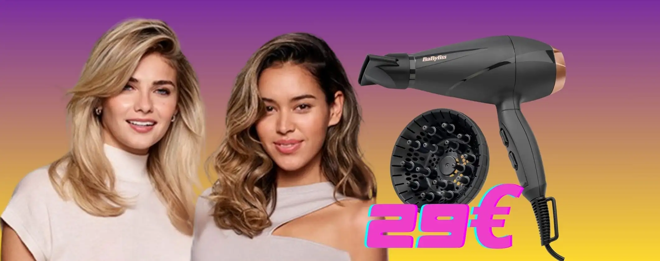 BaByliss: asciugacapelli professionale con diffusore e concentratore al 40% in meno
