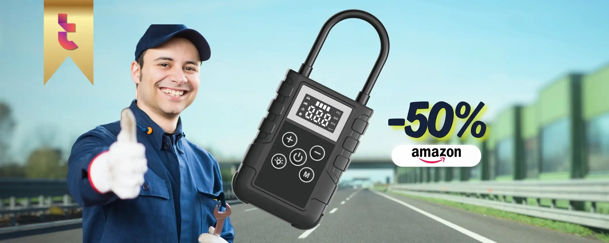 14€ per dire addio alla ruota bucata: mini compressore con sconto del 50% 14€ per dire addio alla ruota bucata: mini compressore con sconto del 50%