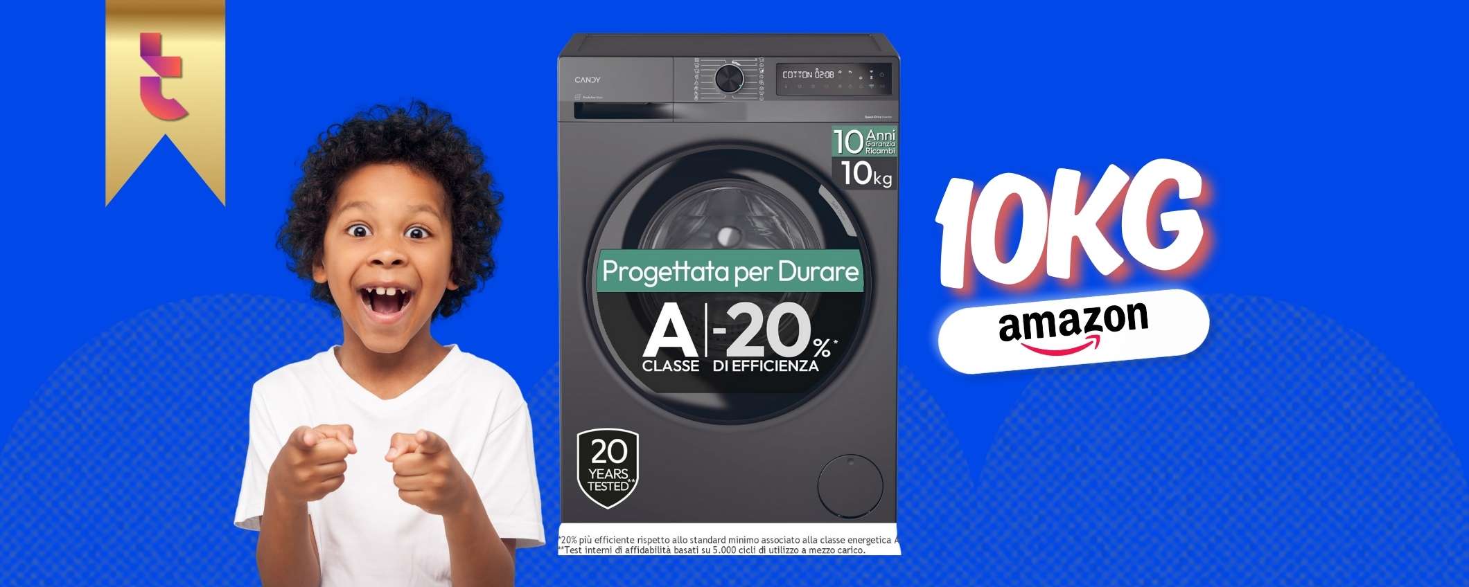 Carico da 10kg per Candy ProWash 500, lavatrice d'ultima gen a meno di 380€