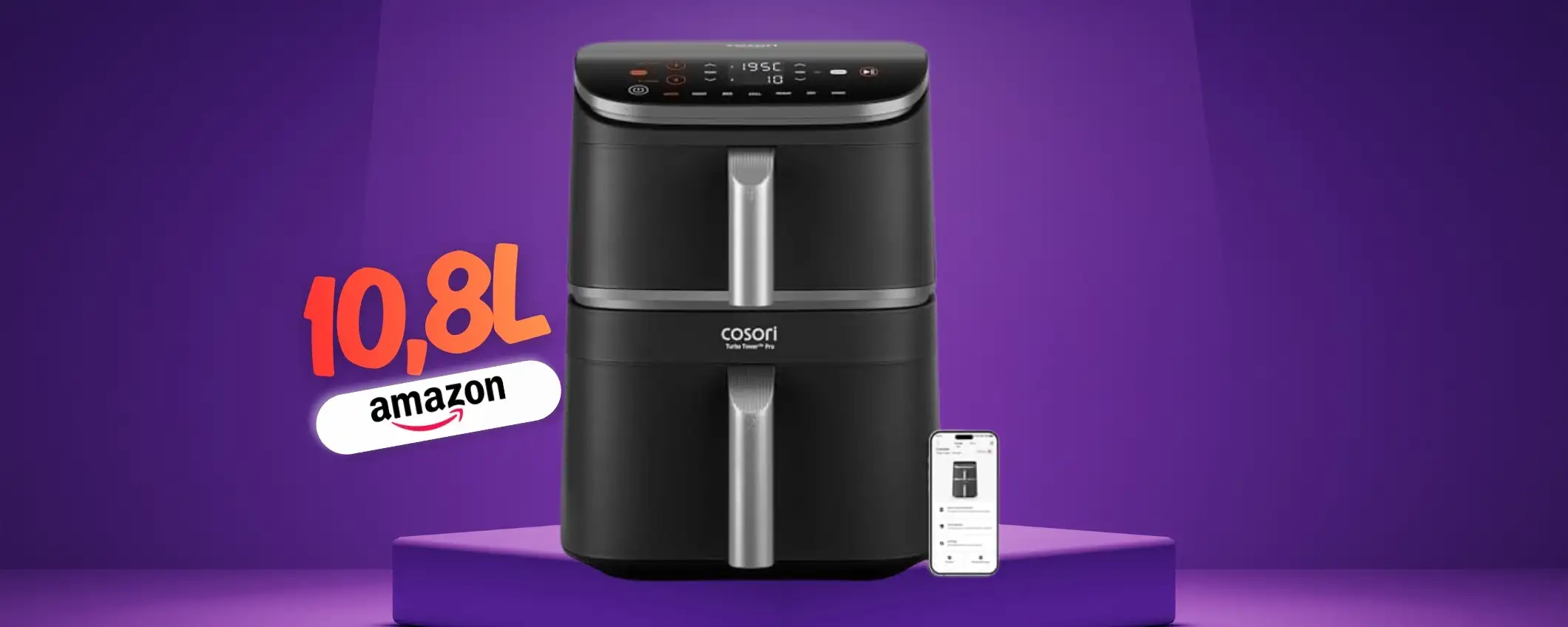 Cosori Turbo Tower Pro: cucinare facile e in verticale, 10,8L di potenza Cosori Turbo Tower Pro: cucinare facile e in verticale, 10,8L di potenza