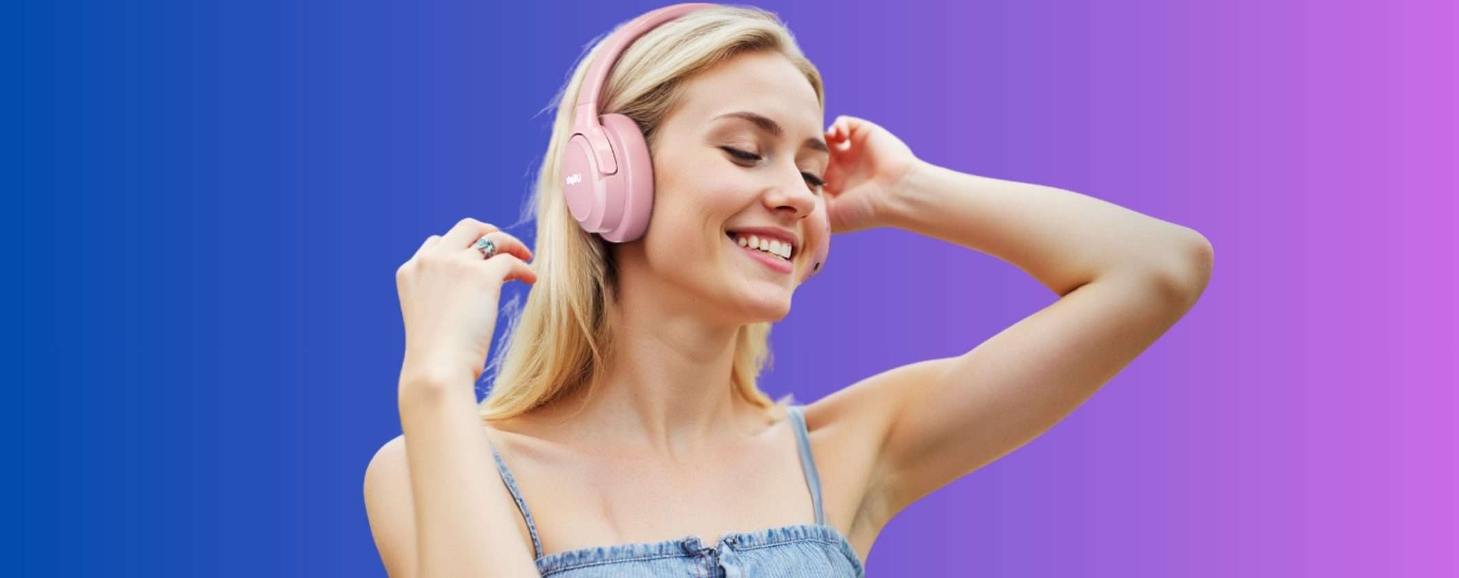 Cuffie Bluetooth da 65 ore con 6 modalità EQ e microfono interno (21€)