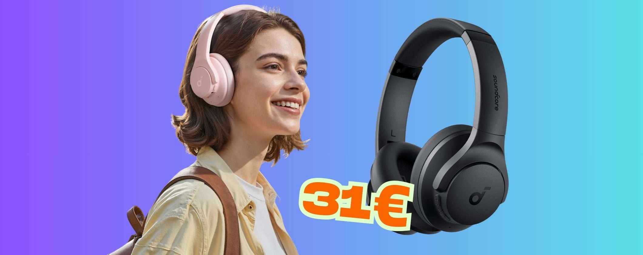 Cuffie Bluetooth Soundcore Q20i con cancellazione rumore e 40h di audio al 37% Cuffie Bluetooth Soundcore Q20i con cancellazione rumore e 40h di audio al 37%