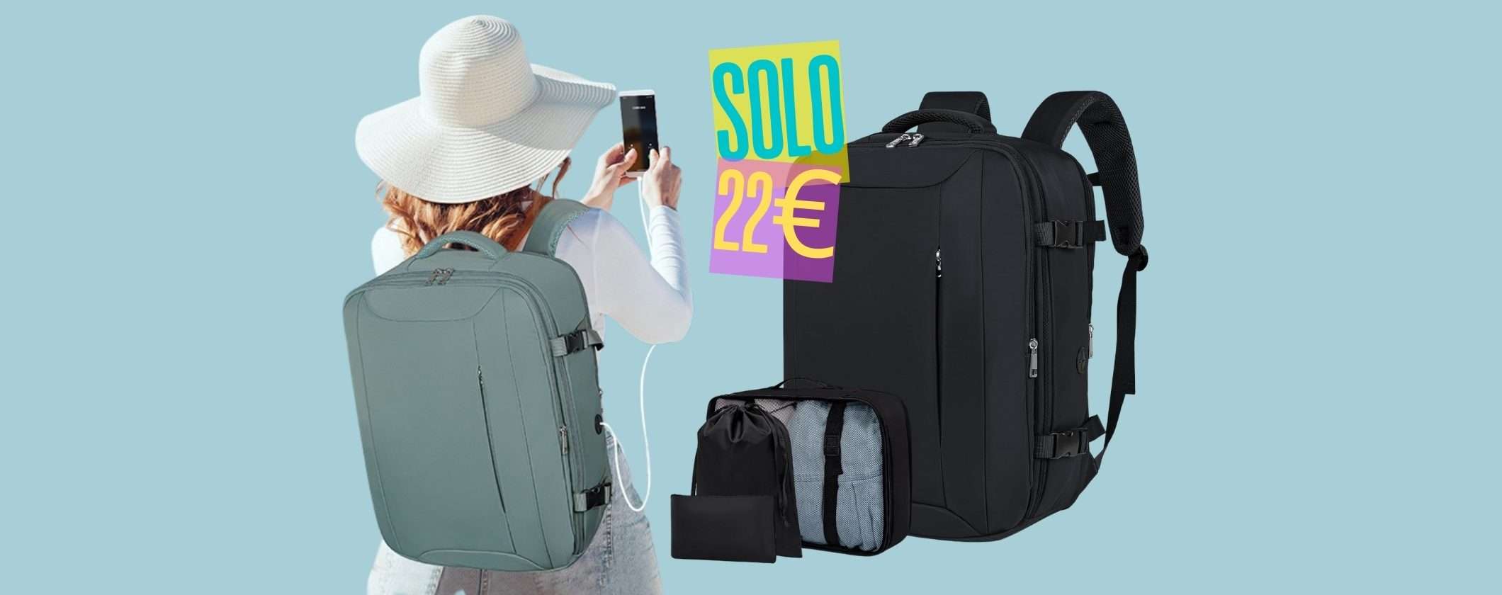 Eccezionale zaino da viaggio perfetto per le compagnie aeree low cost a soli 22€