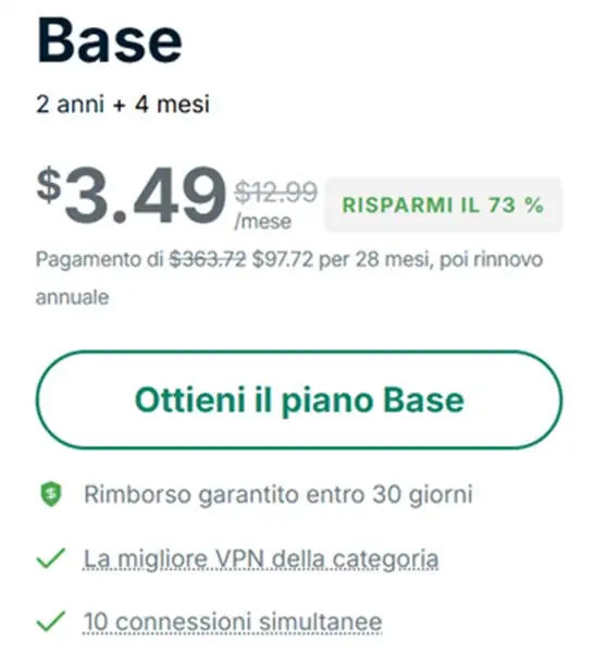 expressvpn piano base sconto 73 per cento