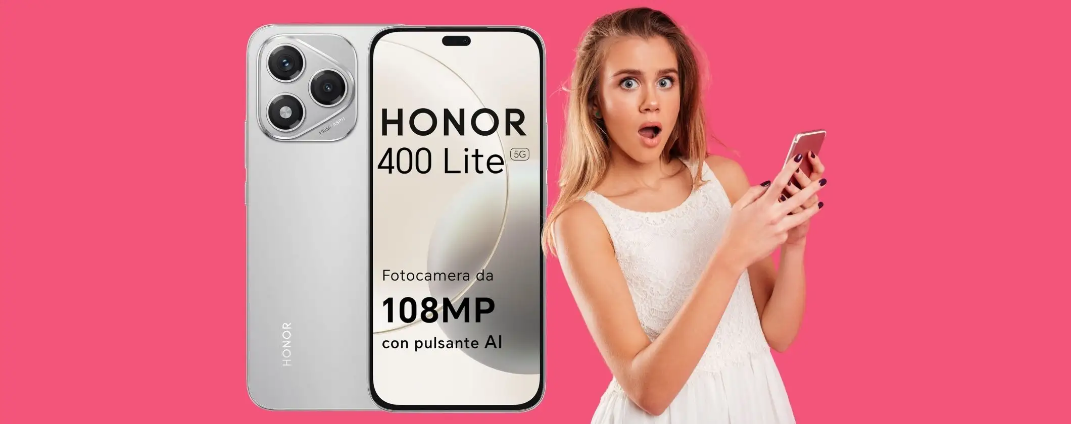 HONOR 400 Lite con fotocamera da 108MP e pulsante fisico (-170€) HONOR 400 Lite con fotocamera da 108MP e pulsante fisico (-170€)