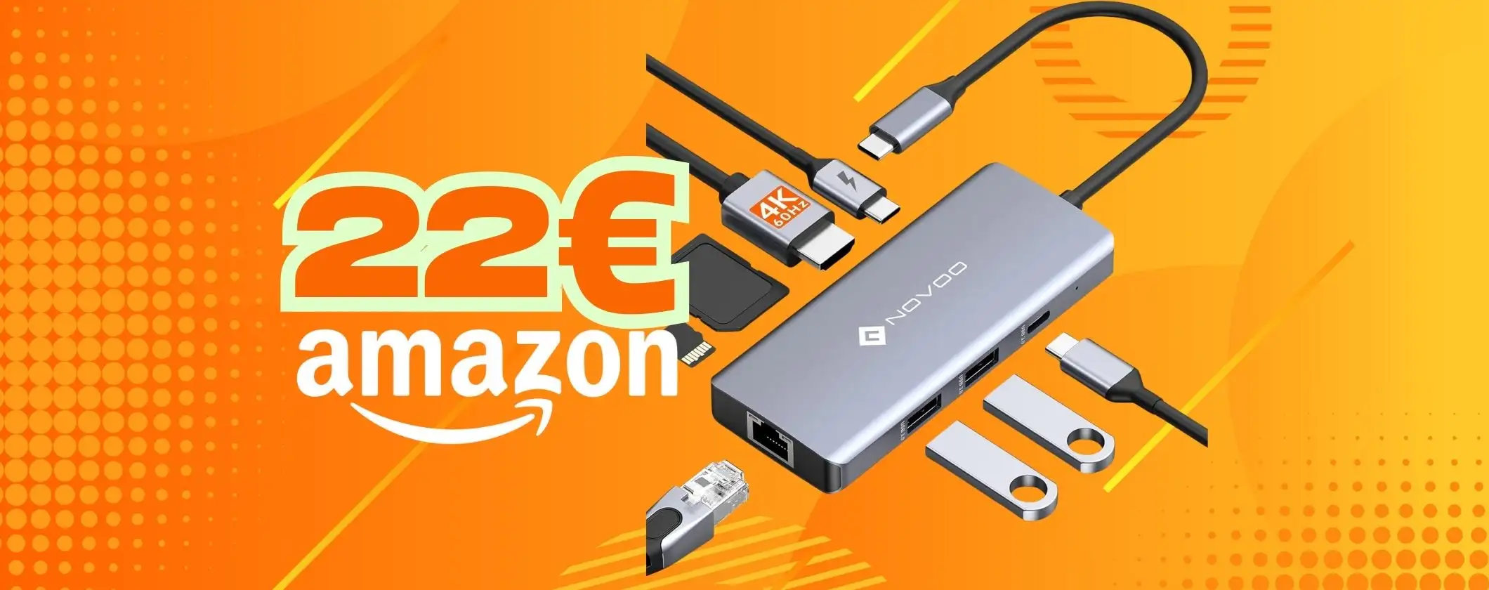 Hub USB-C 8 in 1 per avere tutte le porte che desideri spendendo pochissimo