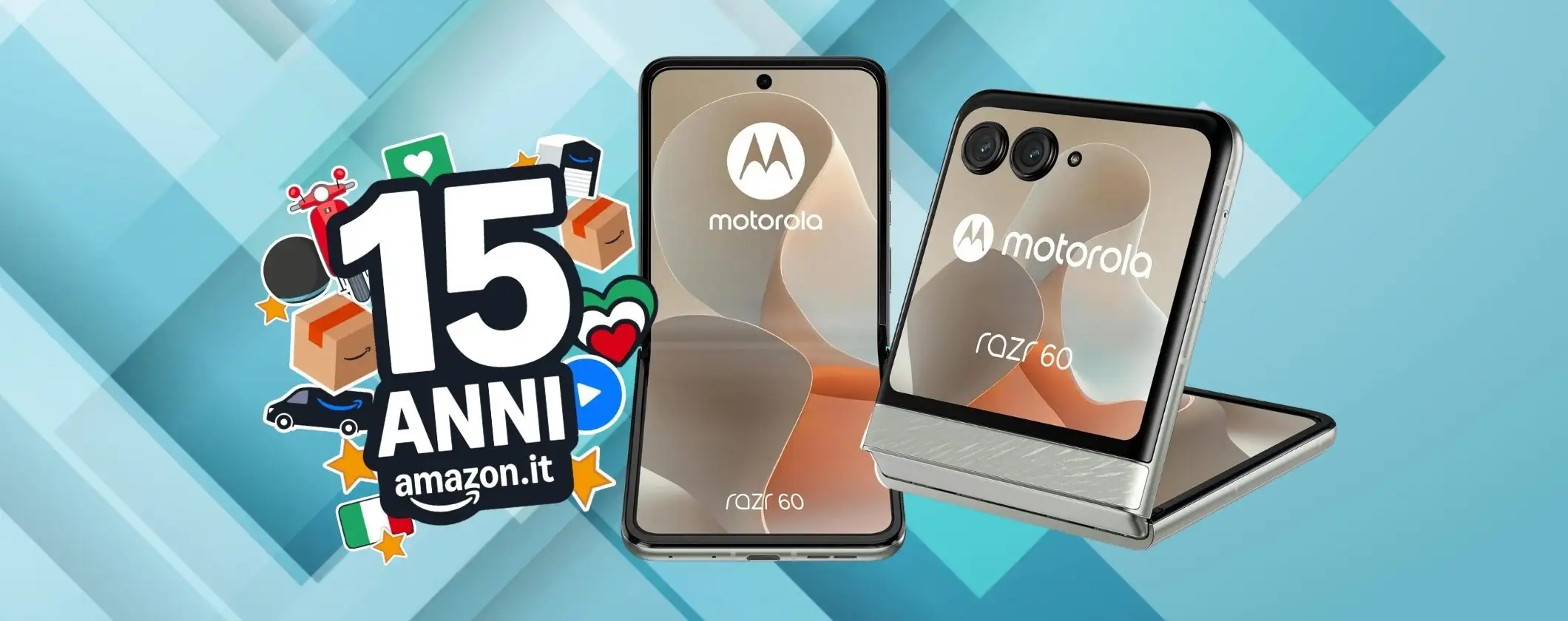 Motorola Razr 60 da 256GB scontato di 395€ per i 15 anni di Amazon Italia Motorola Razr 60 da 256GB scontato di 395€ per i 15 anni di Amazon Italia