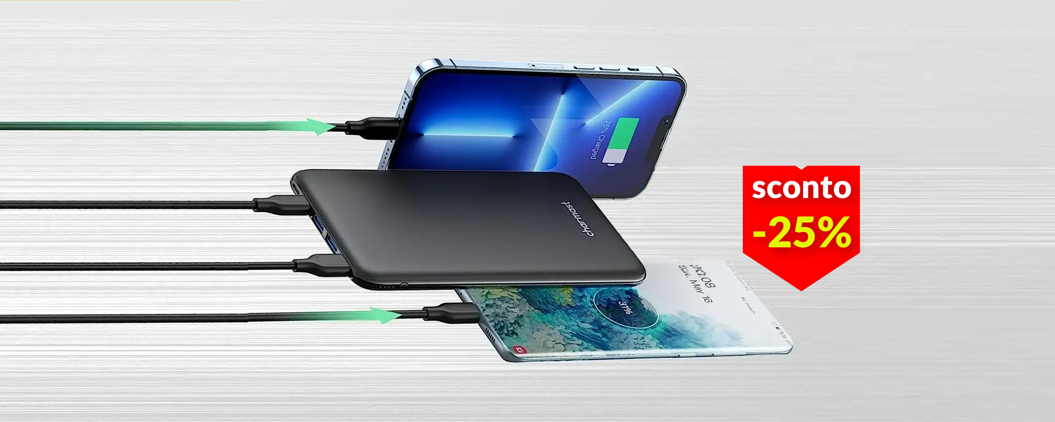 Powerbank 26800mAh a soli 22€: ricarica l'80% della batteria in 35 minuti