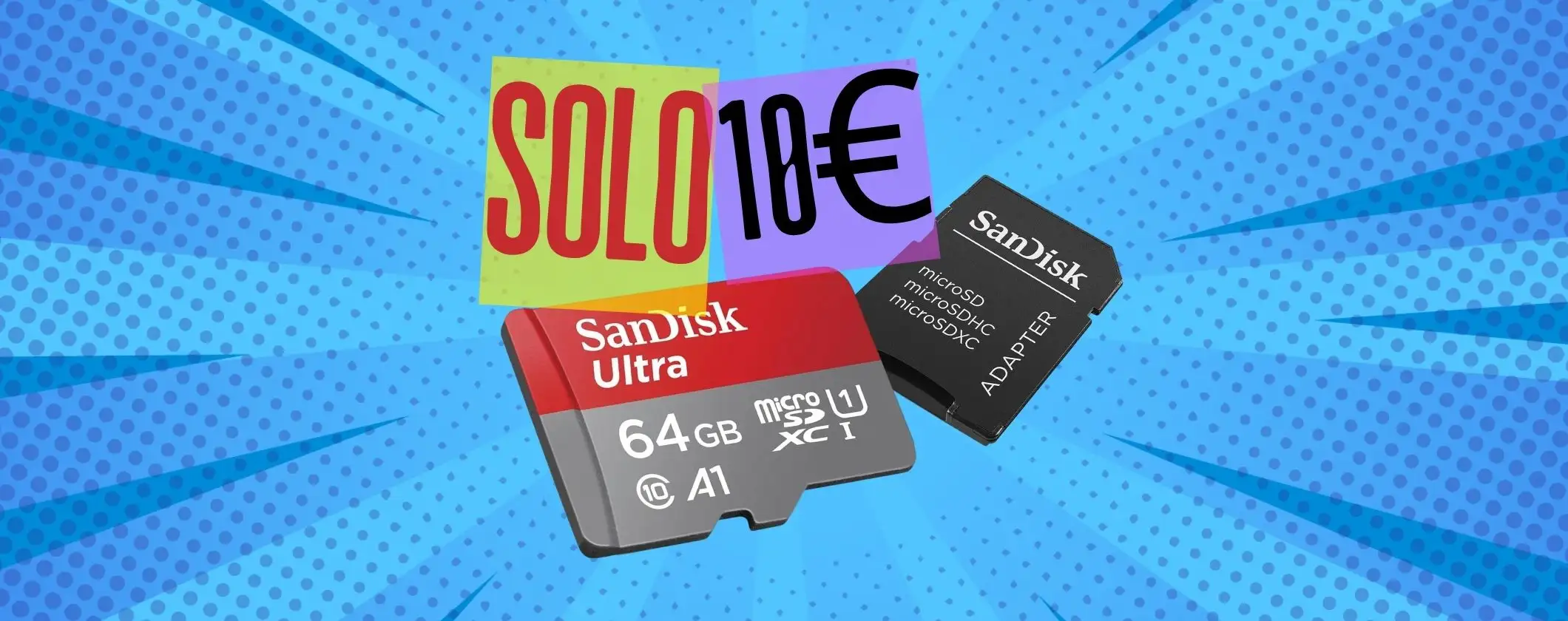 SanDisk Ultra: microSD da 64 GB + adattatore SD al 42% di sconto (10€) SanDisk Ultra: microSD da 64 GB + adattatore SD al 42% di sconto (10€)