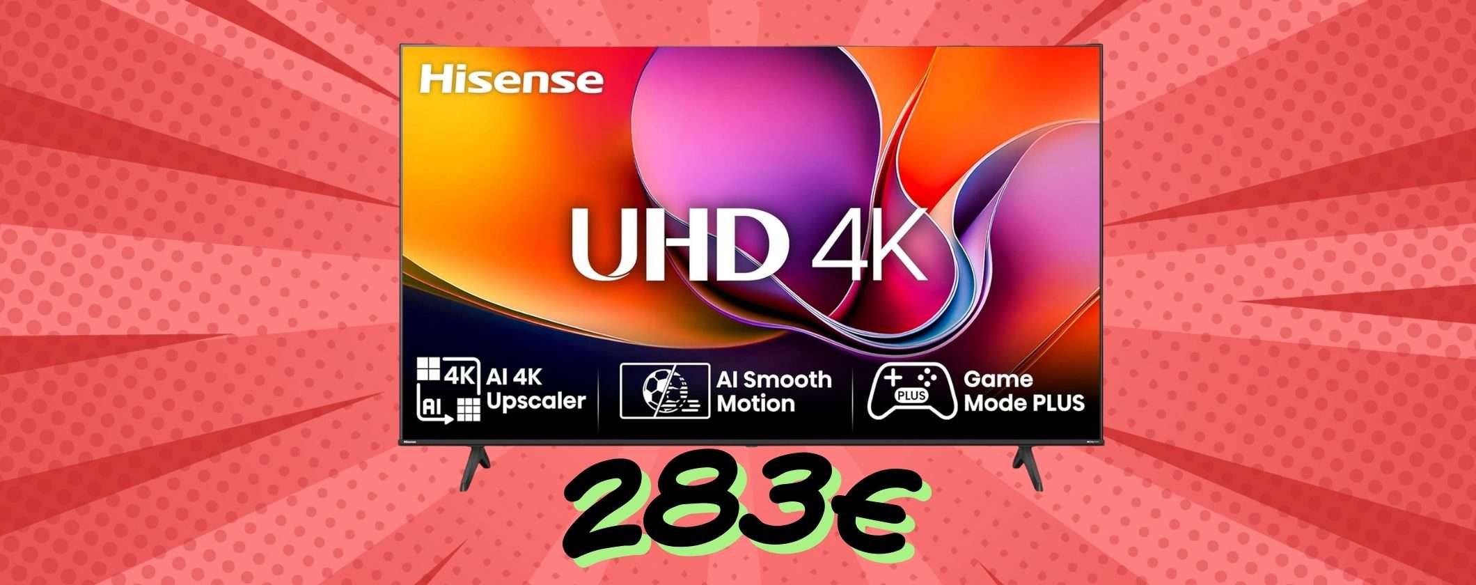 Smart TV Hisense 4K UHD da 50 pollici ora a un prezzo imbattibile (283€)