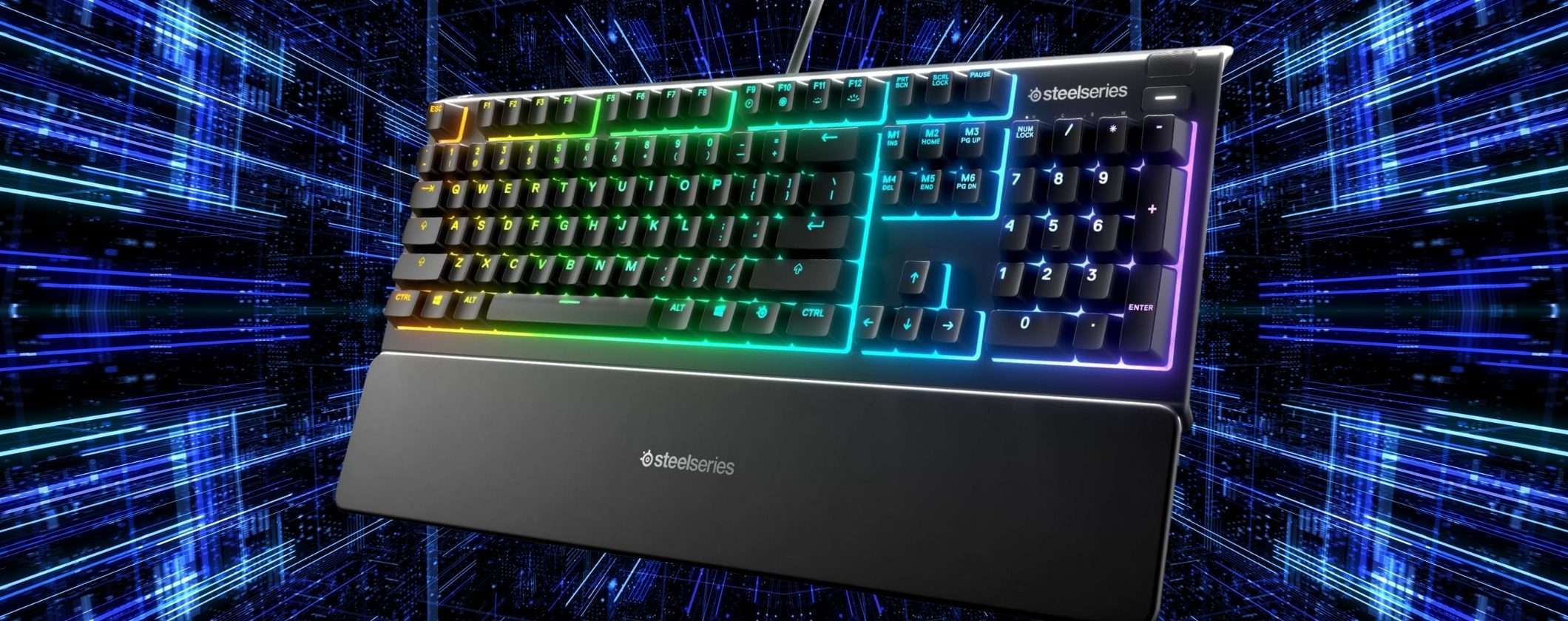 SteelSeries Apex 3: tastiera da gaming con colori RGB e poggiapolsi magnetico