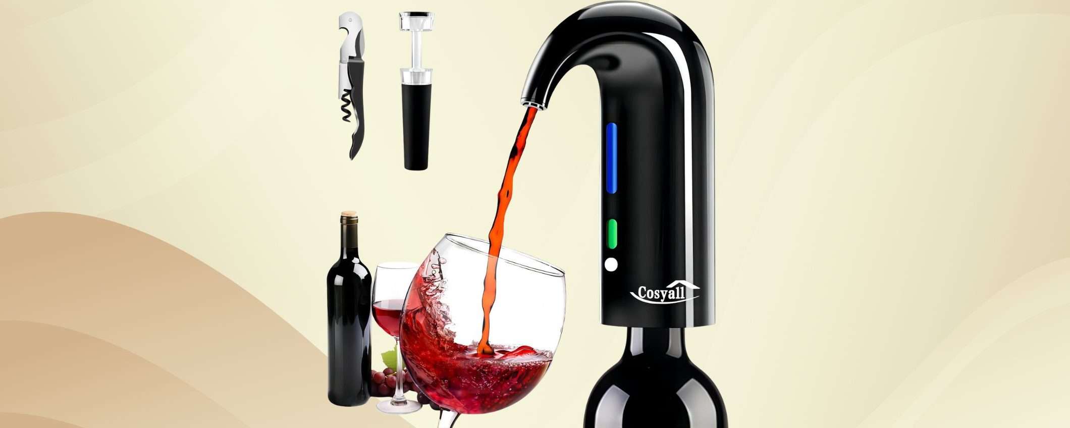 Decanter tradizionali ADDIO: l'aeratore elettrico per vino fa tutto da solo ed è in DOPPIO SCONTO