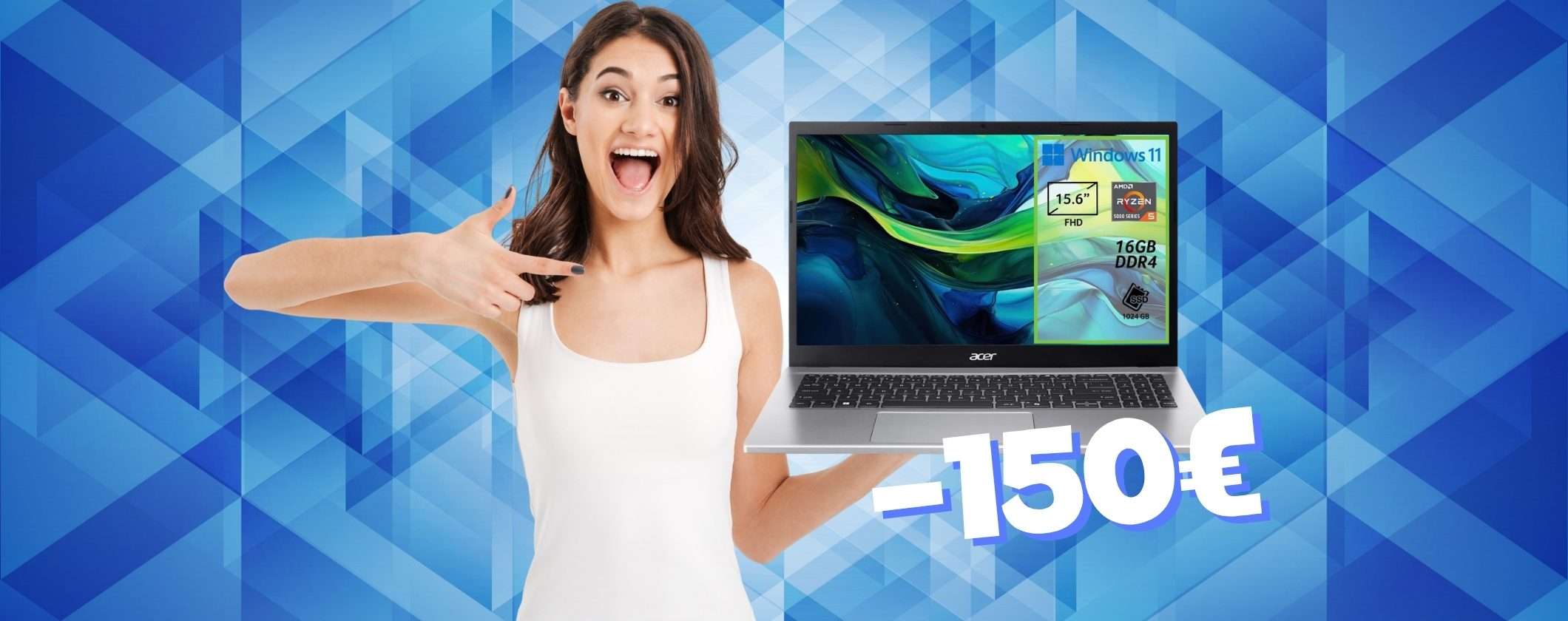 Acer Aspire Go 15 con Ryzen 5, SSD da 1TB e 16GB di RAM a un prezzo speciale