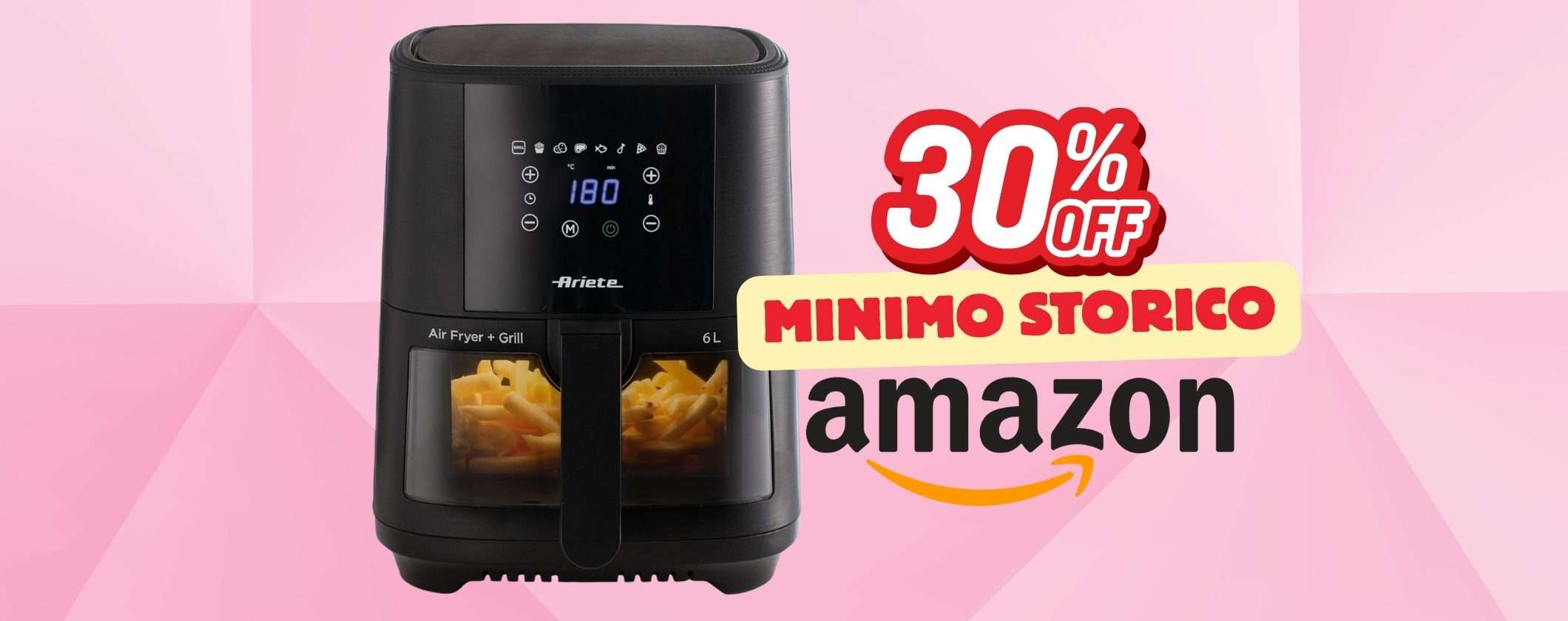 Ariete 4626: friggitrice ad aria da 6 litri con 8 programmi per piatti buoni e sani (-30%) Ariete 4626: friggitrice ad aria da 6 litri con 8 programmi per piatti buoni e sani (-30%)