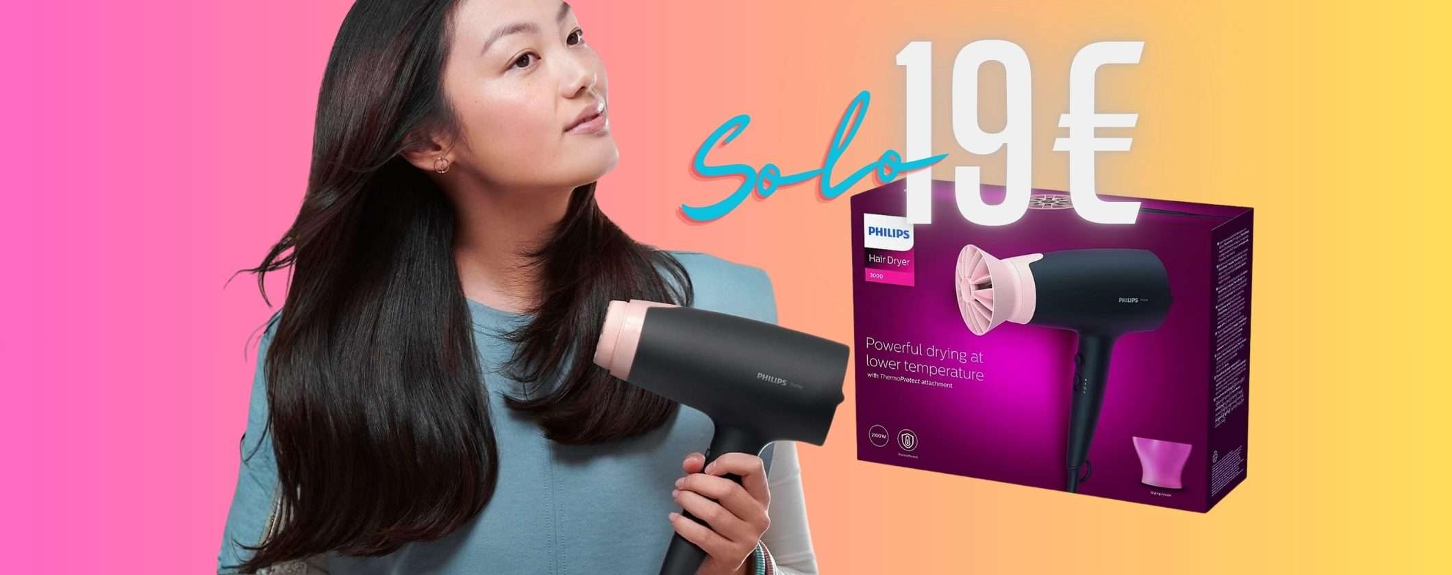 Asciugacapelli Philips Serie 3000 per capelli perfetti e lucenti a soli 19€
