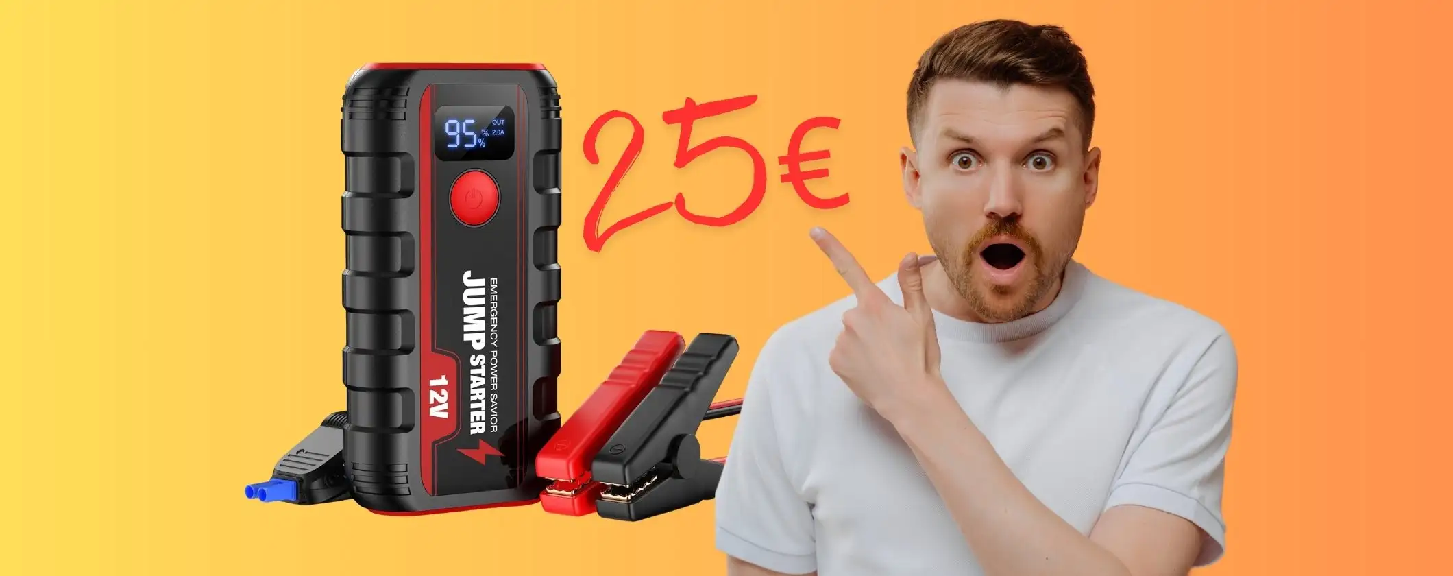 Booster di avviamento auto con 2 porte USB per ricarica veloce e torcia LED (25€) Booster di avviamento auto con 2 porte USB per ricarica veloce e torcia LED (25€)