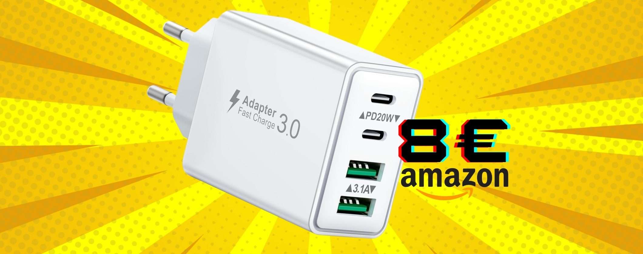 Caricatore USB da 40W con 4 porte per ricarica veloce di tutti i device (8€) Caricatore USB da 40W con 4 porte per ricarica veloce di tutti i device (8€)