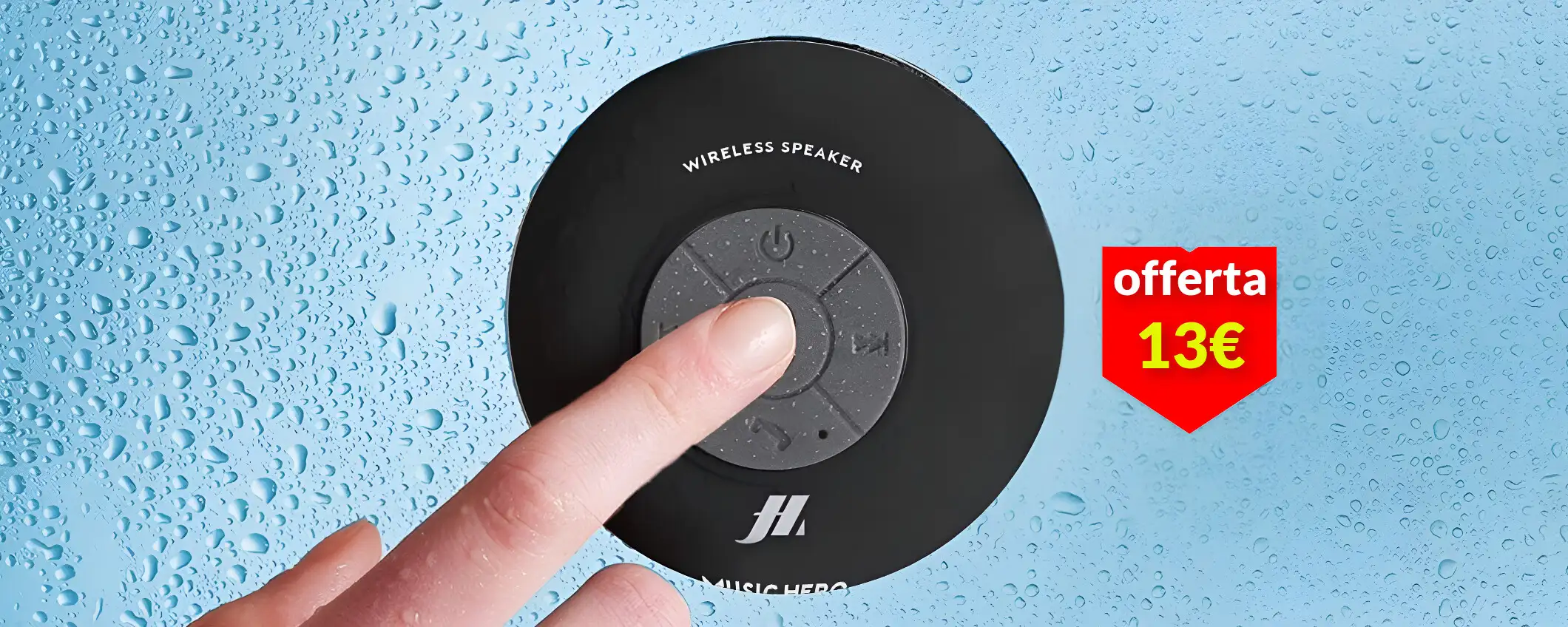 Cassa Bluetooth con ventosa: musica e telefonate anche in doccia (13€)