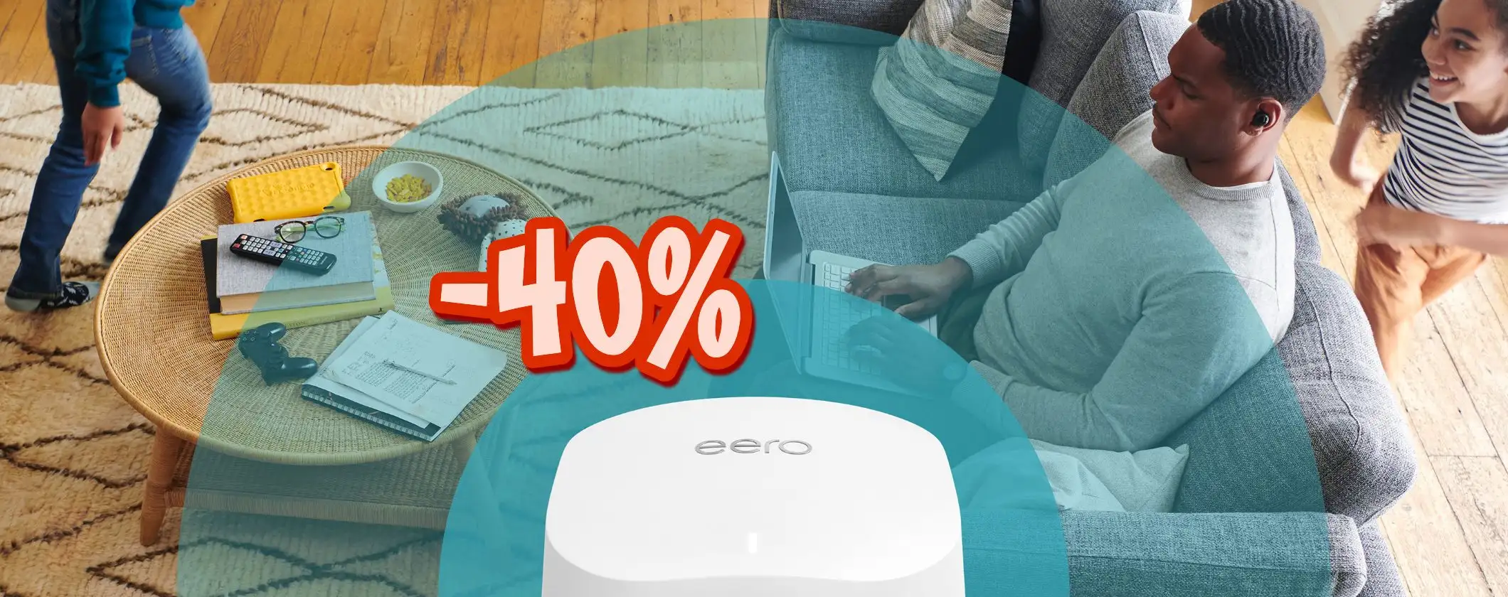 Connessione veloce ovunque con il Router wi-fi mesh Amazon eero 6 al 40% di sconto Connessione veloce ovunque con il Router wi-fi mesh Amazon eero 6 al 40% di sconto