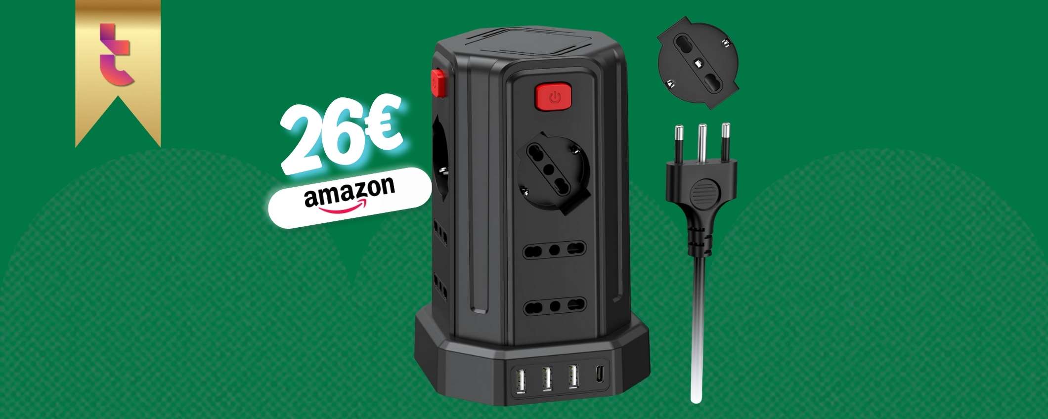 Una TORRE di potenza questa multipresa 12 prese, coupon Amazon Una TORRE di potenza questa multipresa 12 prese, coupon Amazon